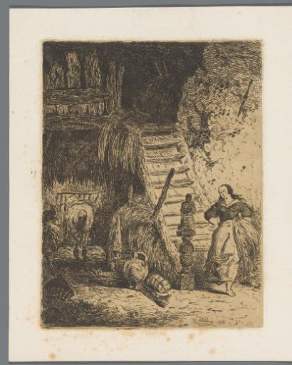 Peasant Woman Coming Down the Stairs in a Barn