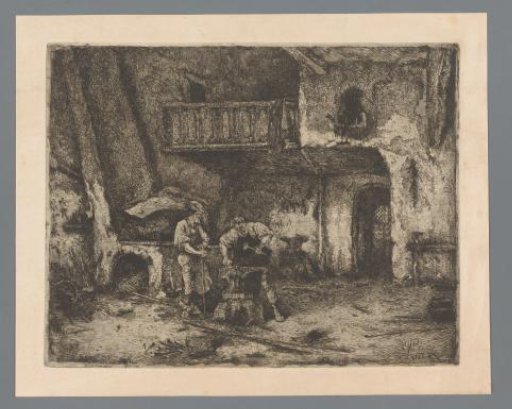 Two Men at an Anvil in the Smithy