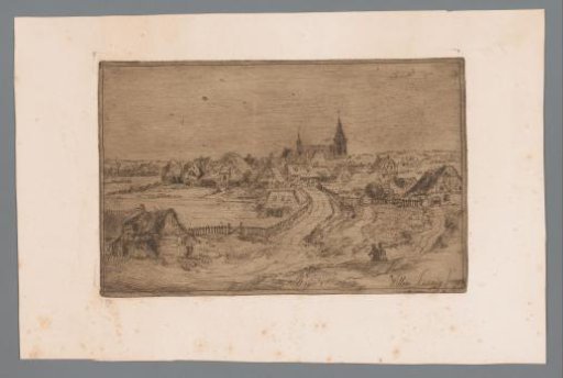 View of a Village with a Church in the Background