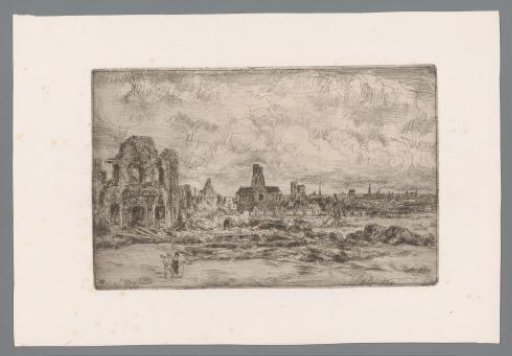 City View with a Ruin and Two Figures in the Foreground