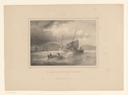 Sailing ships and rowboat near Brest