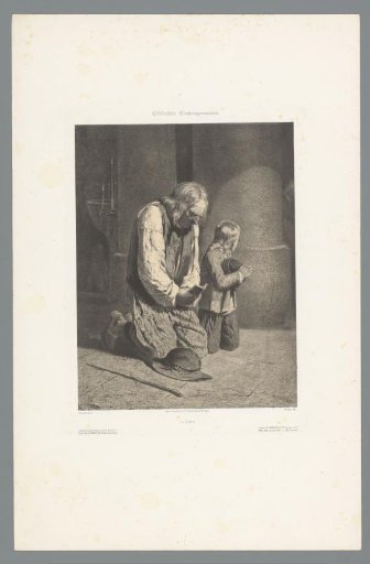 Man and child kneeling in prayer in a church
