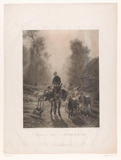 Peasant woman with cattle returning to the farm