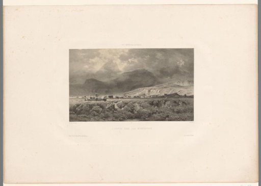 Stormy mountain landscape with cattle