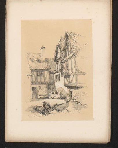 Three Figures Sitting in Front of a House