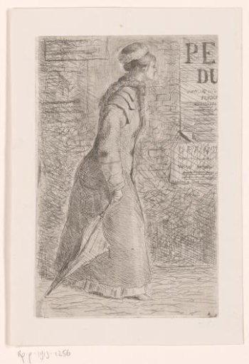 Woman with an umbrella, walking on the street