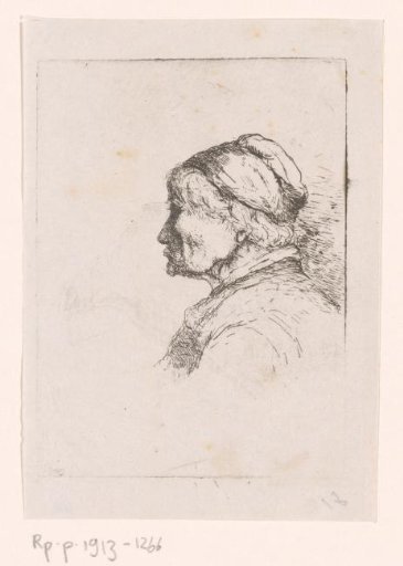 Portrait of an old woman, in profile