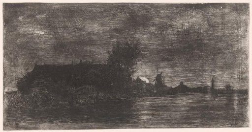 Landscape with houses and a mill by the water