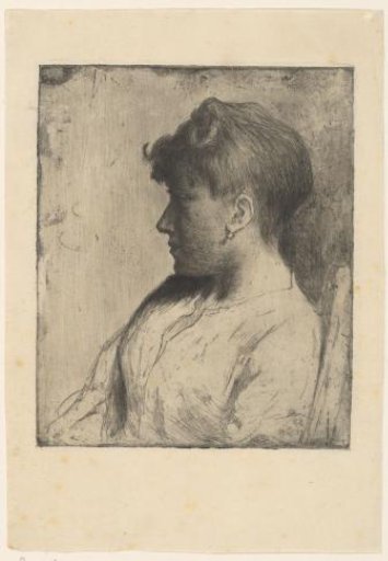 Portrait of a young woman, in profile