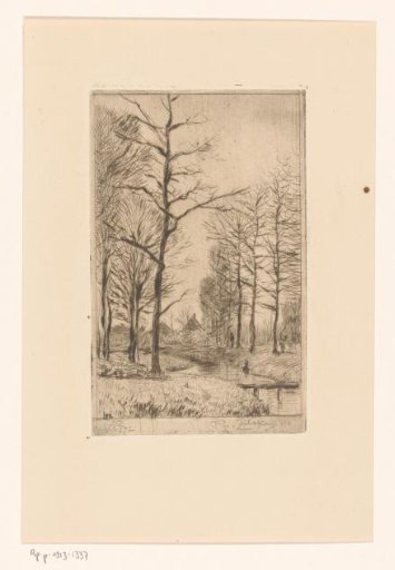 Landscape with houses, trees and a stream