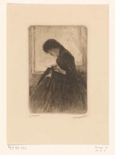Seated Woman Sewing by the Window
