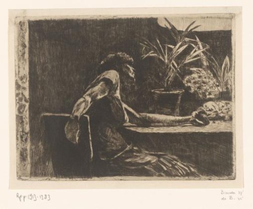 Woman at a Table with Flowers