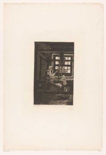 Weaving woman at a loom