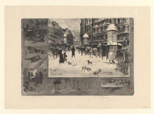 View of the Place Gustave-Toudouze in the snow