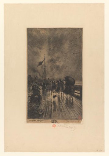 People on a quay in the storm