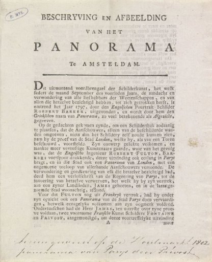 Description of the Panorama on the Houtmarkt, 1803