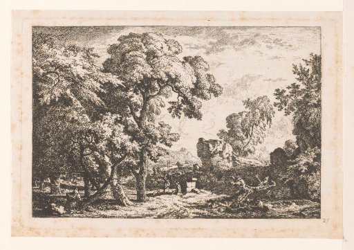 Landscape with two figures near a rock