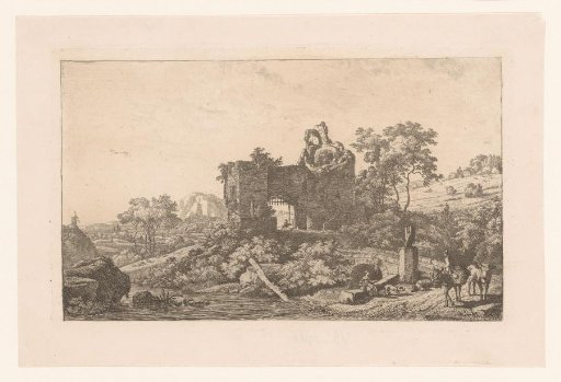 Landscape with a ruin of a gate and figures