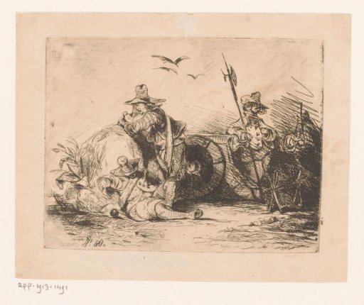 Soldiers in the Field with Cannons