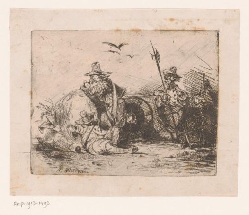 Soldiers in the Field with Cannons