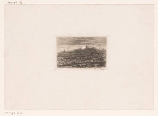 Landscape with farmhouses by moonlight