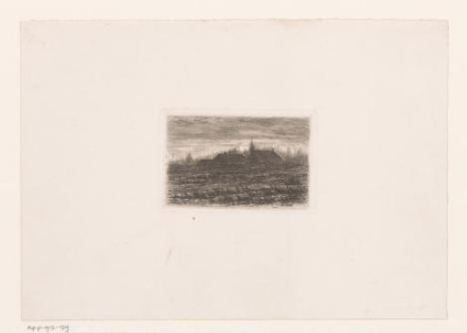 Landscape with farmhouses by moonlight