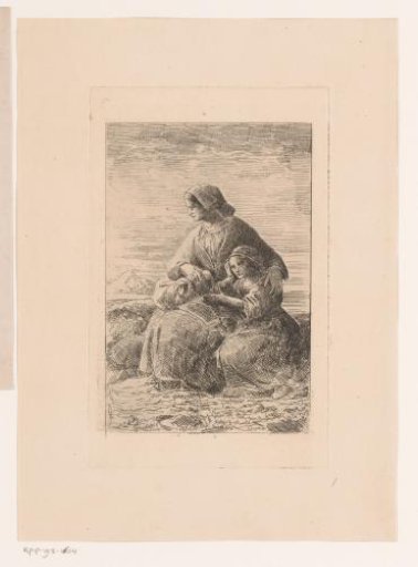 Woman resting with her daughter in a landscape
