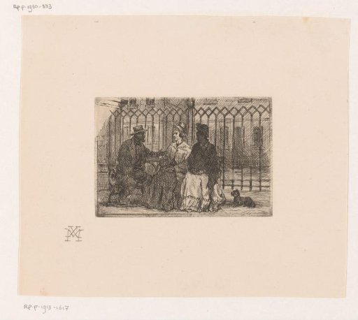 Two women and a man sitting on a bench before a fence