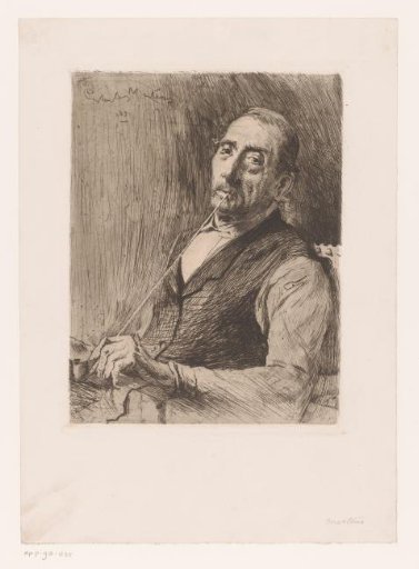 Man smoking a long pipe