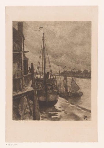 View of boats in the Scheldt at Rupelmonde