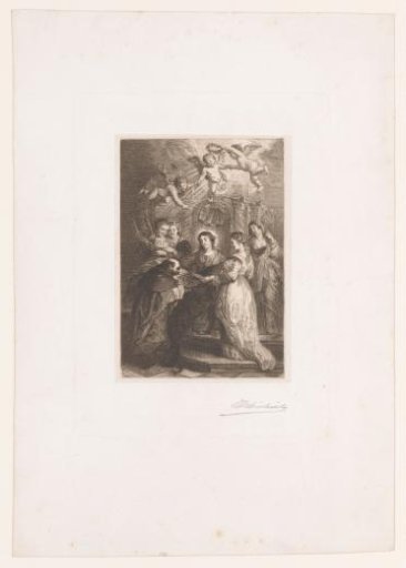 Saint Ildefonsus receiving a cope from Mary