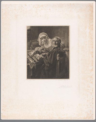 An old man and a woman reading forbidden literature