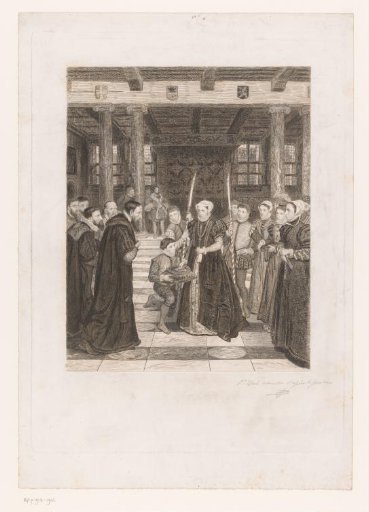 Margaret of Parma Hands Over the City Keys to the Antwerp Magistrate in the Town Hall