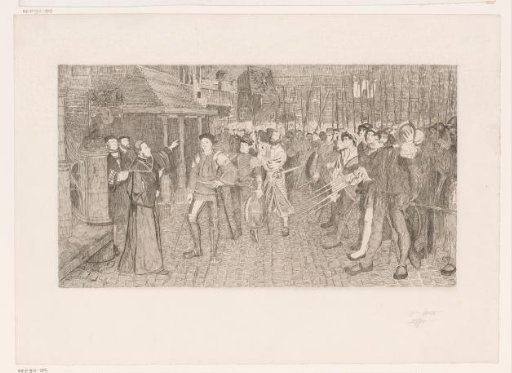 Burgomaster Lancelot van Ursel gives alderman Cornelis van Spangen command of the civic guard