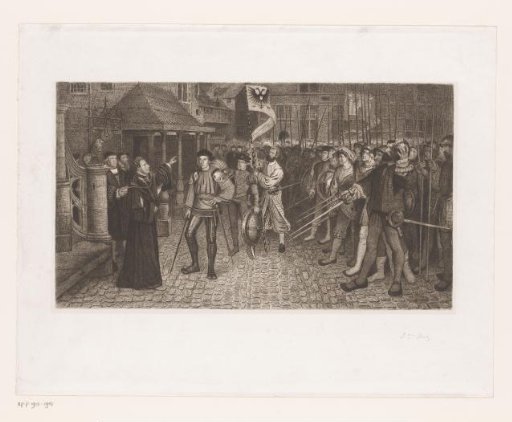 Burgomaster Lancelot van Ursel gives alderman Cornelis van Spangen command of the civic guard