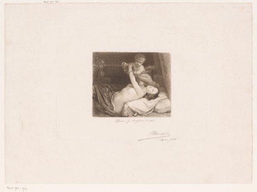 Young woman and child on a bed