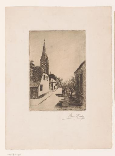 Village View with Church and Horse and Cart