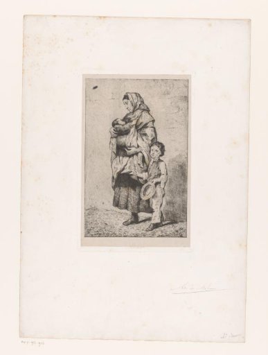 Woman with a Child in Her Arms and a Boy Beside Her