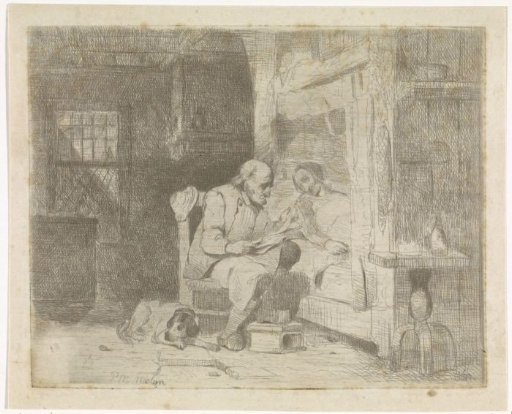 Old Man Reading to His Wife
