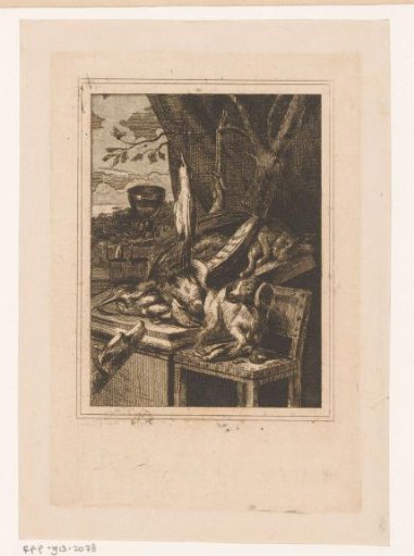 Still life with game and two dogs