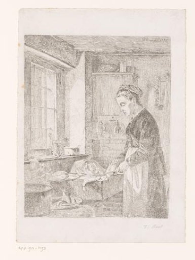 Woman Preparing Fish in a Kitchen