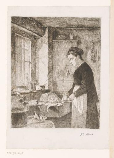 Woman Preparing Fish in a Kitchen