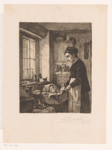 Woman Preparing Fish in a Kitchen