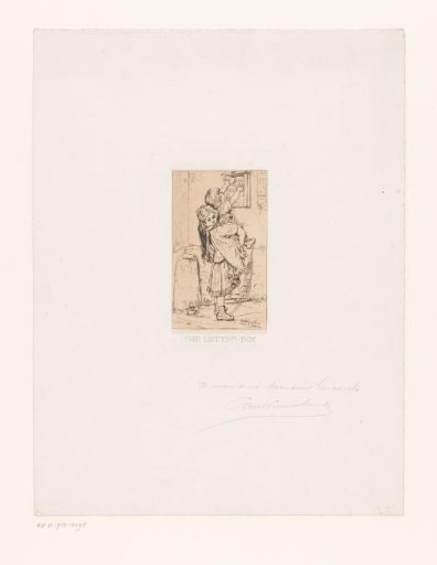 Girl lifting a child to post a letter