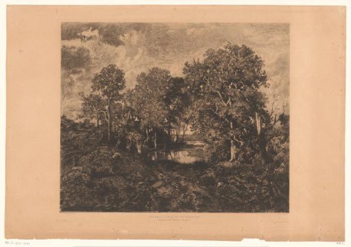 View of the forest of Fontainebleau with a figure by a pool