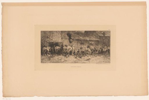 Horses and chickens at a farm