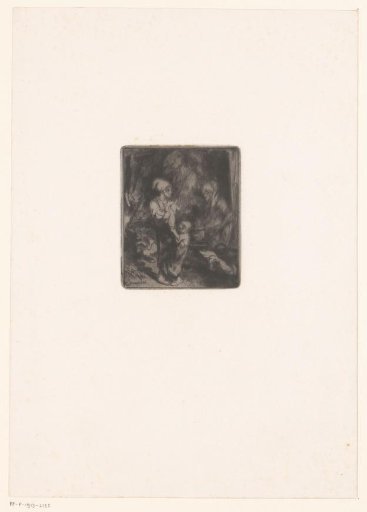 Interior with two women and children