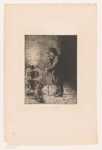 Night Watchman with Dog by the Stove