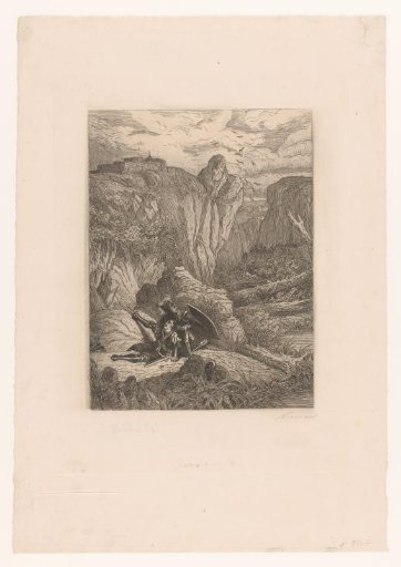 Two knights in armor defending each other in a rocky landscape