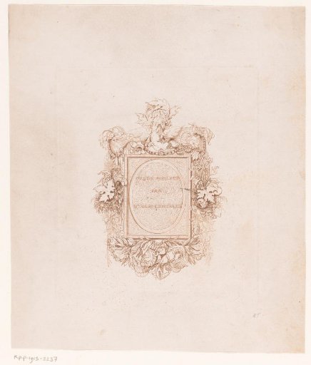 Ornamental frame with floral motifs, a bird and shells